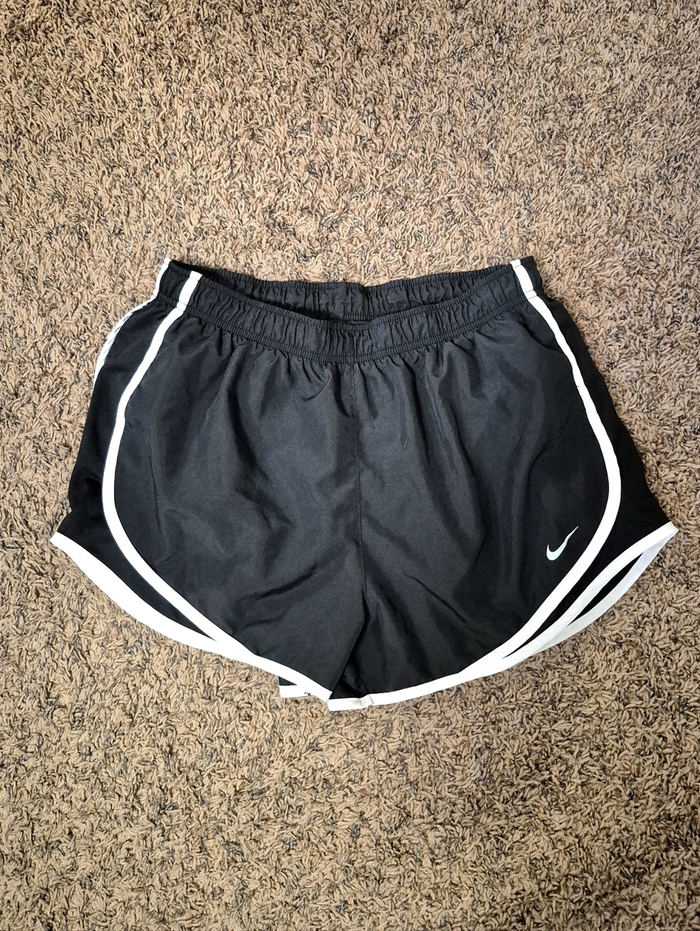 Nike Black Athletic Lined Shorts with White Piping Size L